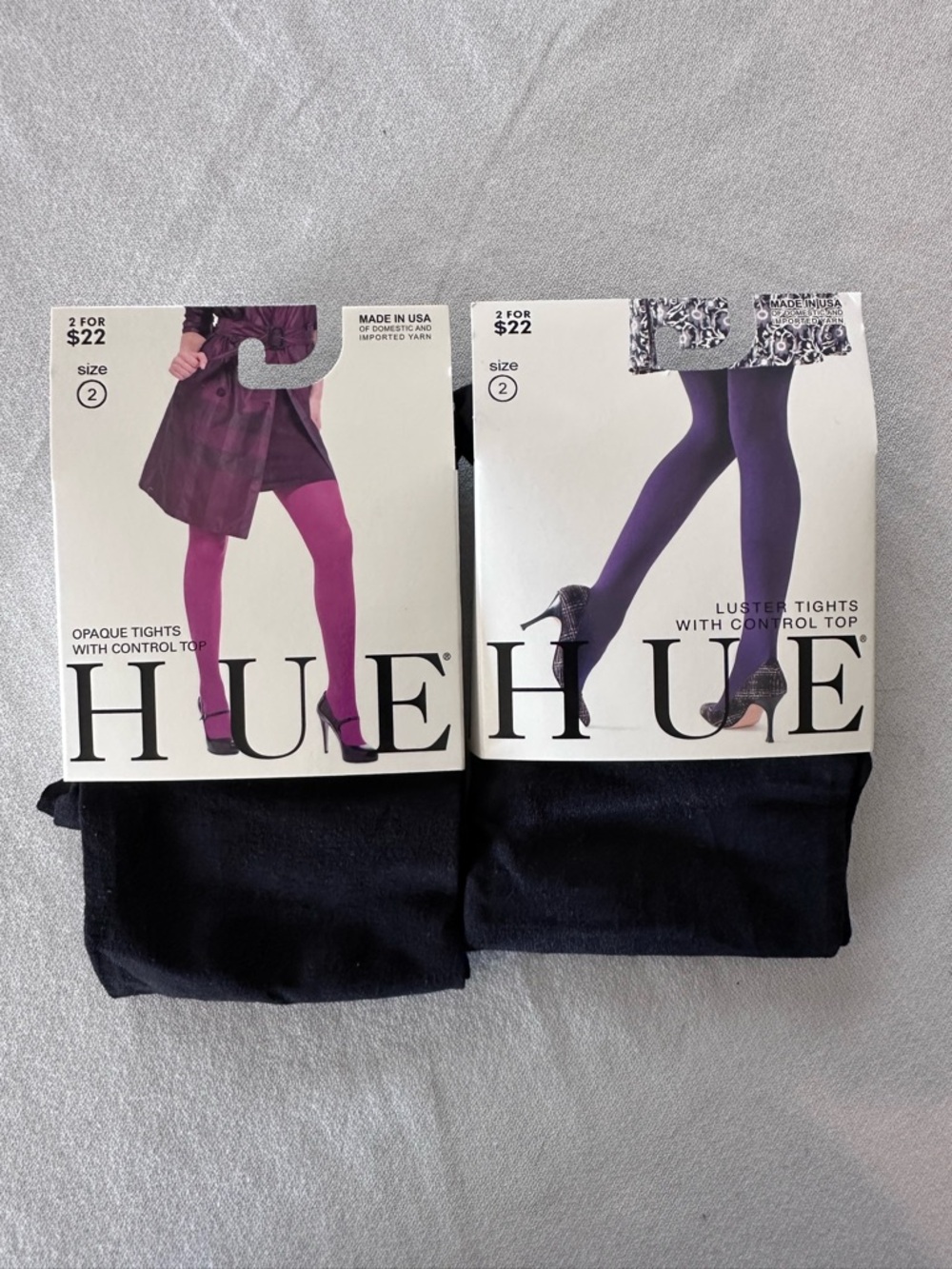 HUE Women's Opaque Black & Luster Black Tights - 02